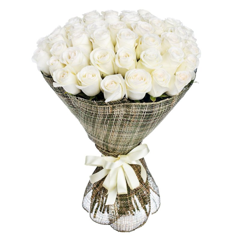 Pugét 50 bílých růží